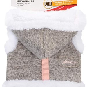 Pettorina invernale con cappuccio grigio TG XXS