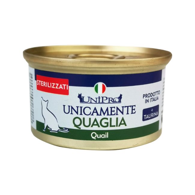 Unipro gatto monoproteico sterilizzato quaglia 85GR