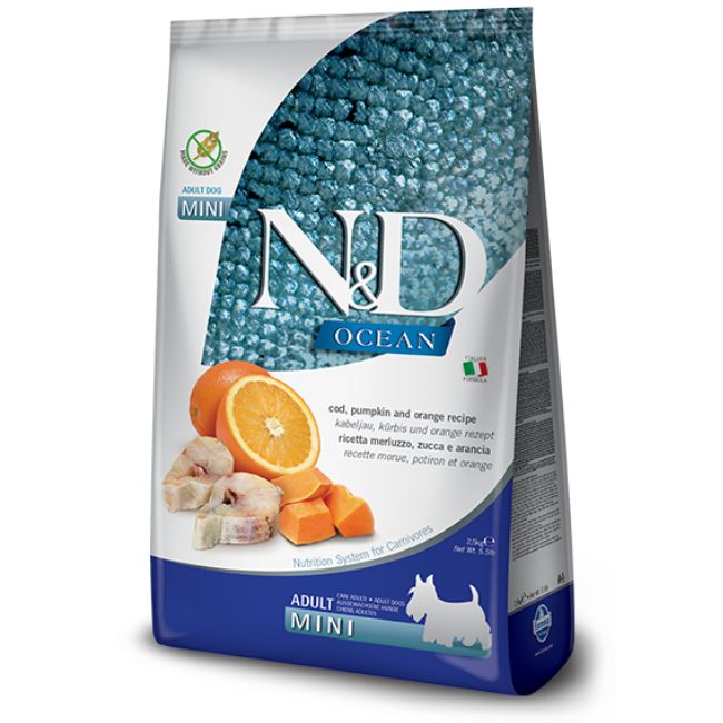 N&D farmina ocean adult mini merluzzo zucca e arancia 800GR