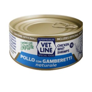 Vet Line gatto 16 pollo e gamberetti al naturale 70GR
