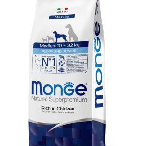 Monge medium puppy and junior pollo 12KG