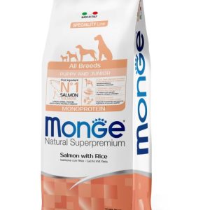 Monge all breeds puppy and junior monoproteico salmone con riso 12KG