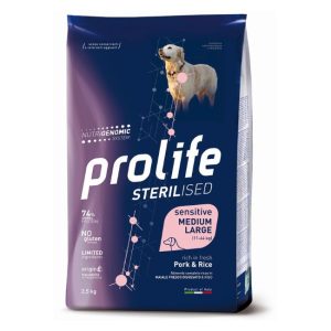 Prolife sterilised sensitive medium large maiale e riso 12KG