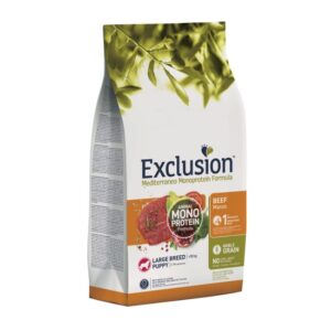 Exclusion mediterraneo monoprotein formula puppy large breed manzo 12KG