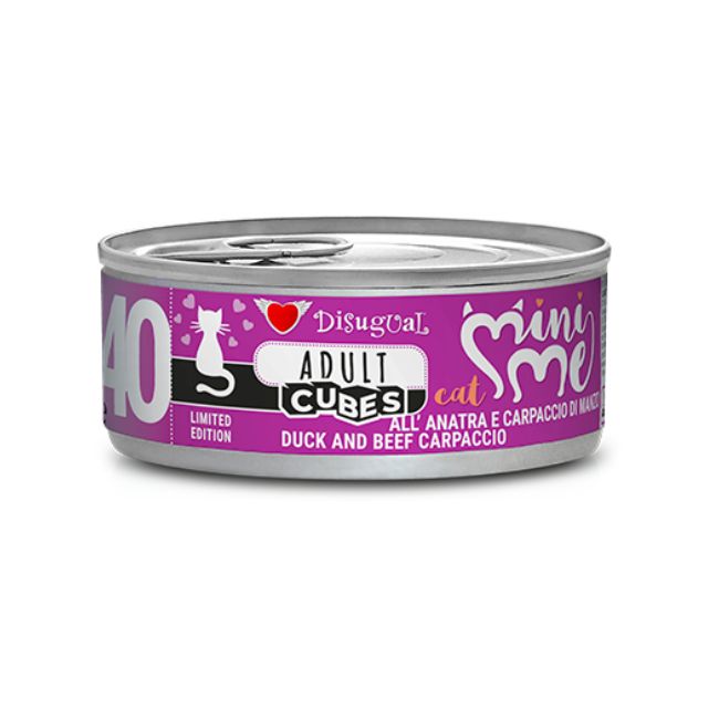 Disugual gatto  adult mini me 40 anatra carpaccio di manzo  cubes  85gr