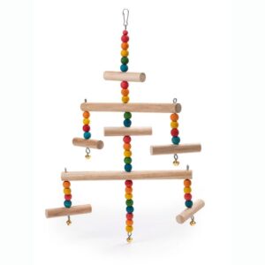 Gioco maxi per uccelli con trespoli e perline in legno e campanelle 28x58 cm