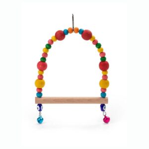 Altalena per uccelli con perline in legno e campanelle 2x16,5cm