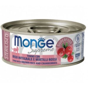 Monge supreme sterilised tonno con riso integrale e mirtilli rossi 80GR