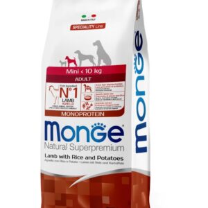 Monge mini P/J monoproteico agnello con riso e patate 7,5KG