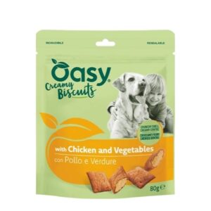 Oasy snack dog biscotti ripieni con pollo e verdure 80GR